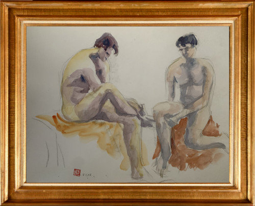 Grande aquarelle originale nus - grande,