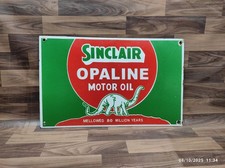 Plaque métal émaillé huile moteur opaline porcelaine Sinclair taille 24" x 15...