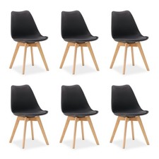 6 Chaises de Cuisine Noir