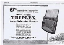 PUBLICITE ADVERTISING 044 1928 L ILLUSTRATION verre TRIPLEX pas d 'éclats