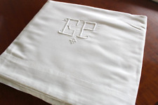 Drap ancien en toile métis  Monogramme EP / Linge ancien 2471123