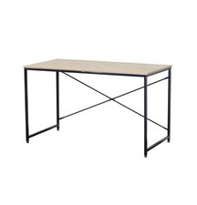 Home Desk, 100X40X70 cm, Plateau en Bois, Structure en Acier Noir