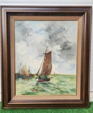 Grande huile sur toile marine