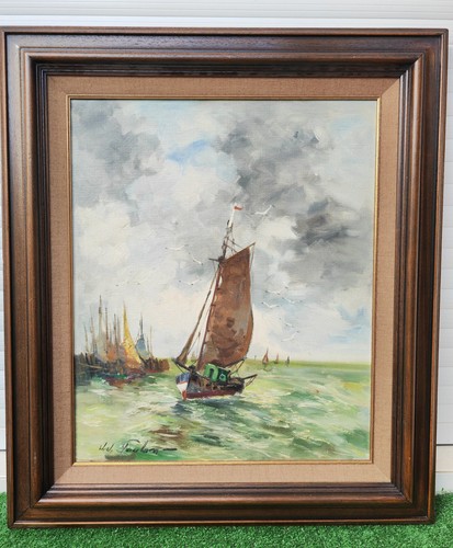 Grande huile sur toile marine