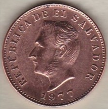 Salvador . 5 Centavos 1977. Not listed in WORLD COINS . Non répertorié