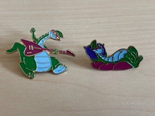 2 Pin's Denver Le Dernier Dinosaure Guitare 1988 FR3 Série TV Dessin Animé