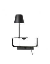 Applique À LED USB Mural Avec Étagère Design Moderne Noir RD-0354