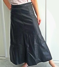 Jupe longue évasée taille mi haute simili cuir noir ZARA T S 