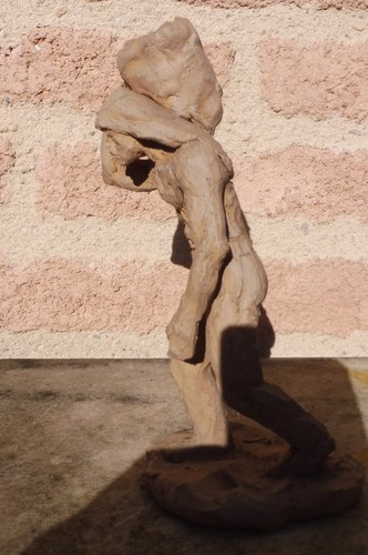 Sculpture homme terre cuite - terre,