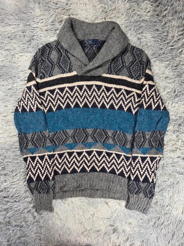Pull col châle - gris, bleu