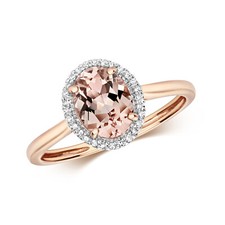 Bague Femme Or Rose 9 k/carat et Diamant 0.08 Carat avec Morganite