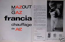 PUBLICITÉ 1967 MAZOUT ET GAZ FRANCIA CHAUFFAGE DE A à Z - CHAT - ADVERTISING