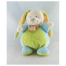Doudou musical lapin vert bleu