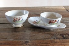  Lot de 2 bols anciens et d'une soucoupe, Saint Amand, céramique du Nord