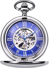Pocket Watch - Smooth Double Case Series Skeleton Dial Delicate Mechanical Movem