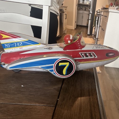 Vintage tin rocket - tin,