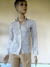 CHEMISIER VINTAGE  FLEURI LIBERTY BLANC & BEIGE  100 % VISCOSE T 36