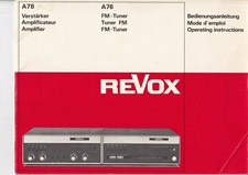 Manuel D'Utilisation Pour Revox A 78, A 76