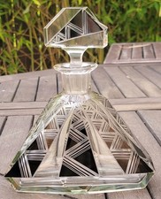 Karl Palda, Service à Liqueur En Cristal, d'époque Art Déco , Décor Cubiste￼