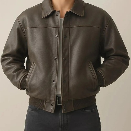 Veste cuir bomber - en,