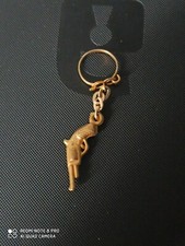 Porte-clef Porte-clé Pistolet gun en Plastique Couleur Doré Très Ancien
