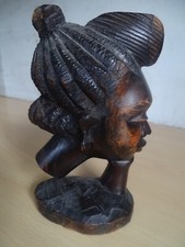 statuette africaine buste ébène 19 cm