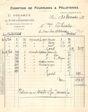 1933 COMPTOIR DE FOURRURE ET PELLETERIES L DELARUE ET A PAPAGEORGES A PARI