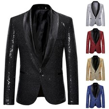 Manteau Veste Performance Nightclub 1 pièce Blazer Paillettes M/L/XL/2XL Homme