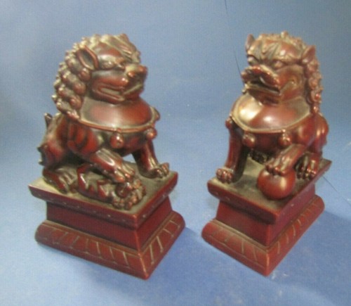 Paire chine chiens résine - chiens,