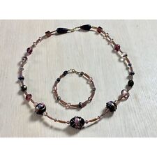 Ensemble collier et bracelet en perles de verre de Murano, bijoux en verre fa...