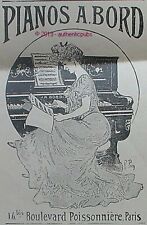 PUBLICITE PIANO A BORD DE 1907 FRENCH AD ADVERT PUB RARE ANCIENNE ET ORIGINALE