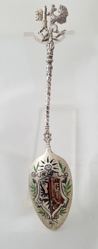 Solid silver enamel souvenir - silver,