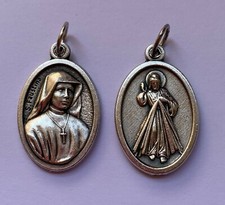 Miséricorde Divine médaille métal argenté 2,2 cm  Faustine Christ Miséricordieux