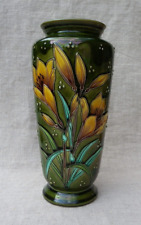 VASE EN CÉRAMIQUE - DÉCOR FLORAL EN ÉMAIL CLOISONNÉ ET BARBOTINE - HAUT 23 cm