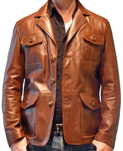 Veste boutonnée marron pour