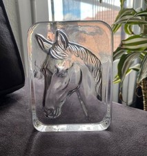 Presse-papier Cristal Daum Nancy Cheval Sulfure Cristal Vintage