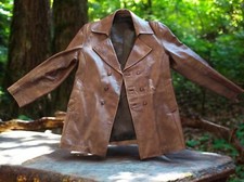 Trench en cuir vintage marron