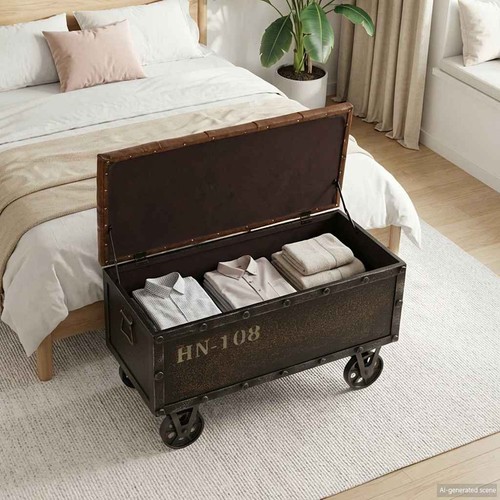 Banc rangement bois massif - de,