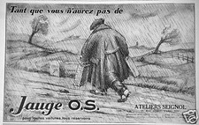 PUBLICITÉ 1927 ATELIERS SEIGNOL JAUGE O.S POUR TOUTES VOITURES - ADVERTISING