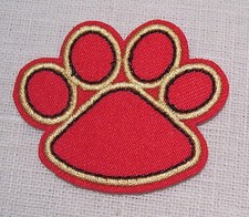 ÉCUSSON PATCH THERMOCOLLANT - EMPREINTE PATTE CHIEN CHAT ROUGE ** 5 x 4 cm **
