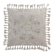 Coussin velours pompons - coussin,