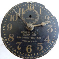 KEYLESS AUTO CLOCK HORLOGE AUTOMOBILE ANCIENNE MADE IN USA RIM WIND RIM SET