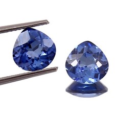 AAA Naturel sans Défaut Ceylan Saphir Bleu Ample Coeur Gemme Coupe Paire 8x8 MM