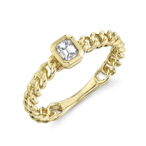 14k jaune émeraude - Émeraude, diamant
