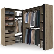 Dressing extensible d'angle MARLON 200 x 150 x 180 cm hêtre avec penderies + tir