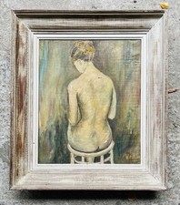 Tableau, Jeune Femme Nue De Dos Vers 1950 Signée 