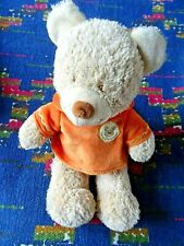 CB/ DOUDOU PELUCHE NICOTOY OURS BEIGE MANTEAU CAPUCHE ORANGE 27CM TTBE