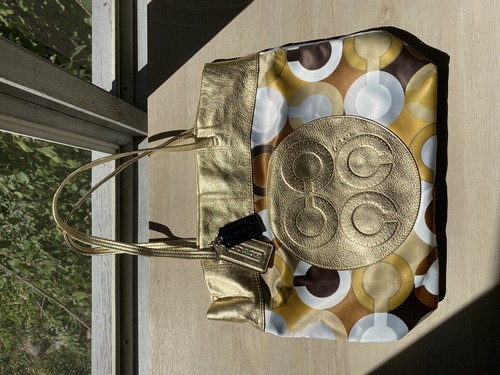 Coach gold pebbled - coach, leather