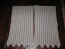 Paire de petits rideaux vintage fait main coton