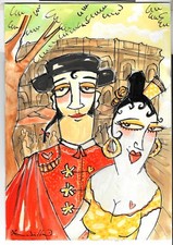 AQUARELLE Marta RODILLA Corrida Torero Costume Tauromachie Arene Peinture